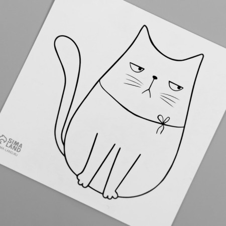 Tattoo on the body Black "Serious Cat" 6x6 cm-5