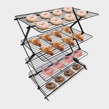 Ground for glazing and cooling confectionery, 4 tiers, 43.5 × 25.5 × 8 cm, black color black