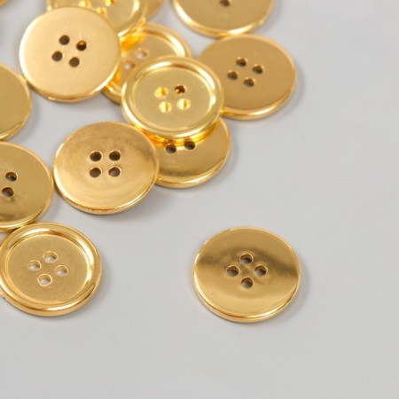 Buttons plastic 4 punctures "Golden" 2x2 cm set 20 pcs-1