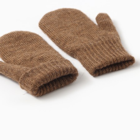 Baby mittens made of Mongolian wool, brown color, rr 14-2