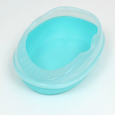 Cat toilet rounded with a side and a scoop 38 x 28 x 15 cm, blue-4