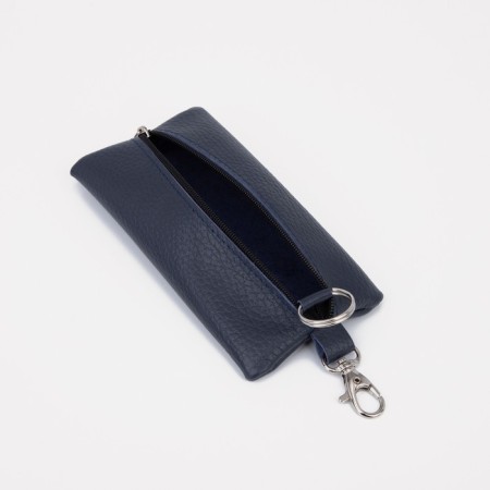 Key of zipper, length 15 cm, ring, carbine, blue color-1