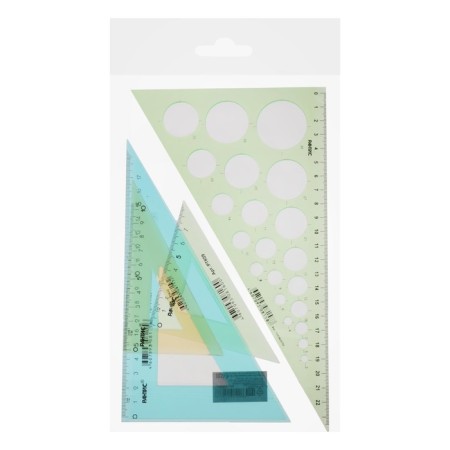 Set of triangles 4 pcs. Calligrata Katet 9/12/20/25 cm, with circles, transparent, color 1034523-6