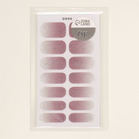Manicure films, 14 pcs, with sparkles, the color of ashen - pink-3
