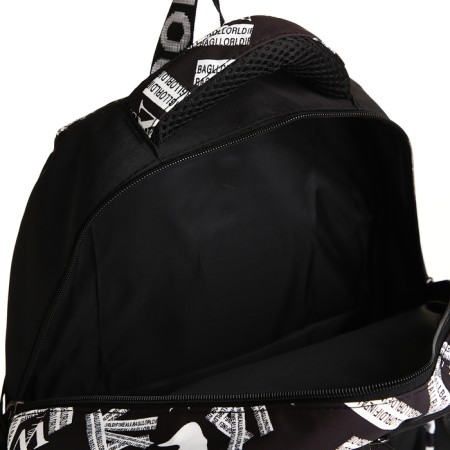 School backpack of textiles with lightning, external pocket, black color-5