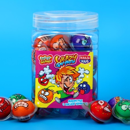 Marmalade with sour filling "Crazy Fruits" Assorted, 10 g
