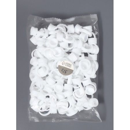 Rings - holes for glue for eyelash extensions, set - 100 pcs, white color-4