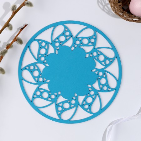 Napkin XB "Flower", for serving, blue color, felt, 18 cm x 18 cm-1