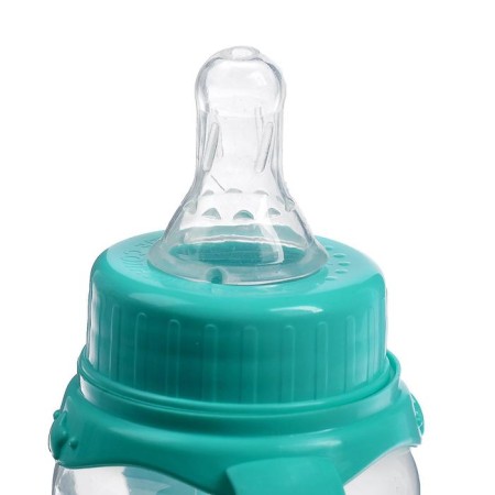 A bottle for feeding "delicate cloudy", a classic throat, with handles, 250 ml., 0 months., Biryuzovoy color-6