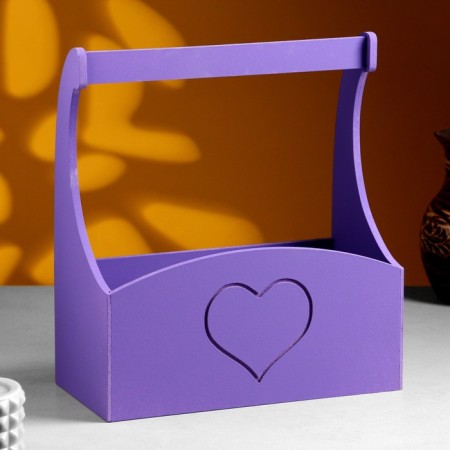 Wooden Kashpo "Symmetric Heart, Heart", with a pen, 25 × 12.5 × 10 (28) cm violet