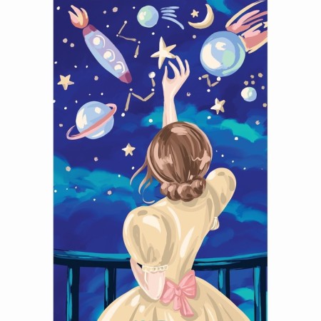 Picture on numbers on canvas with the subframe "Night Sky" 20x30 cm-2