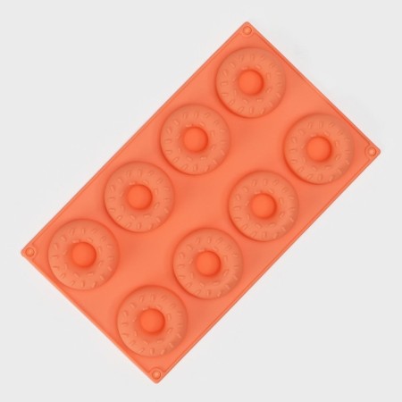 The form for baking the share “Sweets. Polo with sesame seeds”, silicone, 28.5 × 17 cm, 8 cells (D = 6.3 cm), Mix color-2