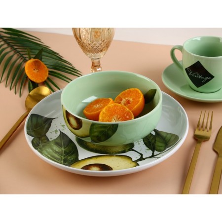 Deep plate ceramic "Avocado", 14.5 cm, 550 ml, green color-5
