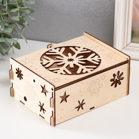 Casket "Snowflake" Natural 13x17x8 cm (set of 6 parts)-3