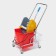The harvester is simultaneous with vertical and net, red bucket 25 liters, chrome frame