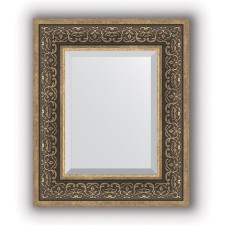 Mirror with fatset in the baguette frame - Bronze monogram 101 mm, 49 x 59 cm, evoForm