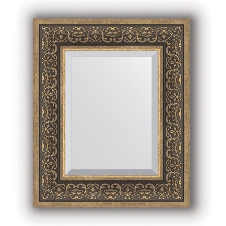 Mirror with fatset in the baguette frame - Bronze monogram 101 mm, 49 x 59 cm, evoForm