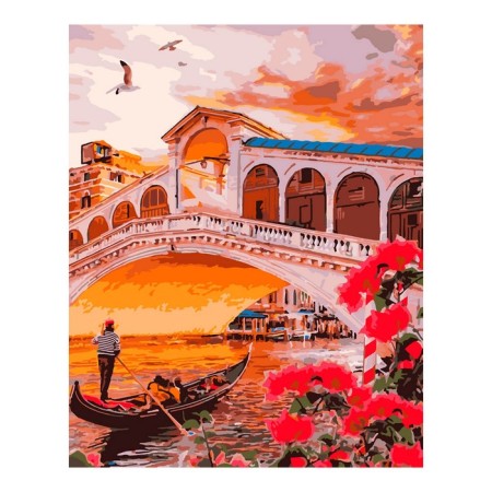 Picture on numbers on cardboard 40 × 50 cm "Rialto bridge"