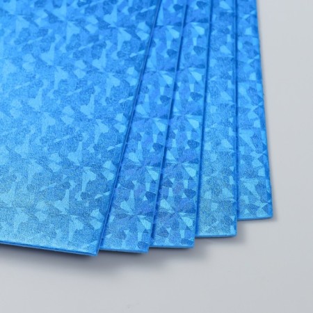 Foamiran hologram "Bright blue" 1.8 mm set of 5 sheets 20x30 cm-2