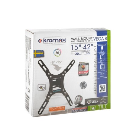 Kromax Vega-8 bracket, for TV, inclined, 15-42 ", 30 mm from the wall, black-5