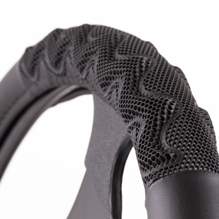 The steering wheel “Autoprofi”, eco-leather, 2 voluminous inserts for grip, black/gray, size m, 37-39 cm-1