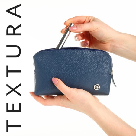 Cosmetic bag with lightning, textura, blue color
