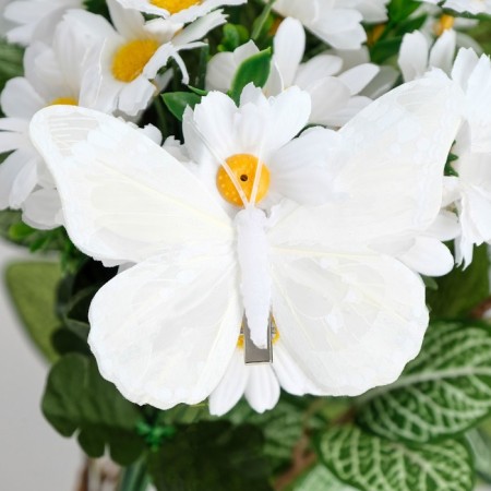 A butterfly for decor and floristry, on a clothespin, plastic, white, 1 pc., 12 cm-1