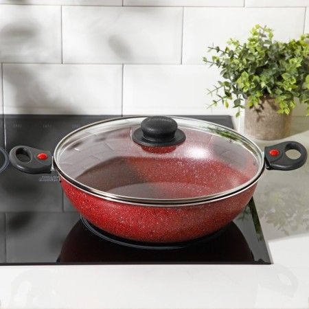 Kazan, 4 l, d = 28 cm, glass cover, two removable handles, red color-14