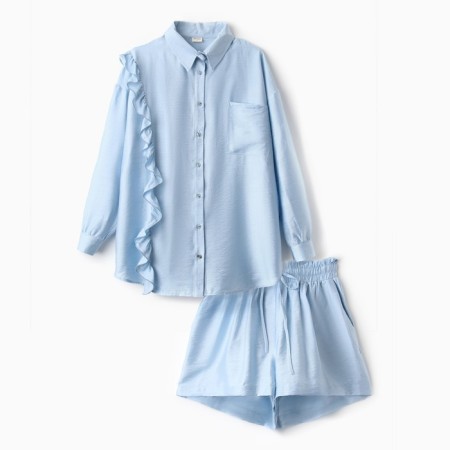 Women's costume (blouse, shorts) minku: casual collection Blue color, rr 48-7