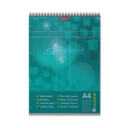 A4, 80 sheets, cell, Erichkrause "Spiralblock" notebook, cardboard cover, firm substrate, outlet, 100%, miceneration, mix-2