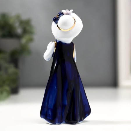 Souvenir ceramics under porcelain baby blue-gold 12*6 cm-3