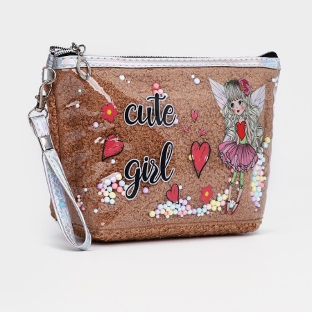 Lightning cosmetic bag, brown color