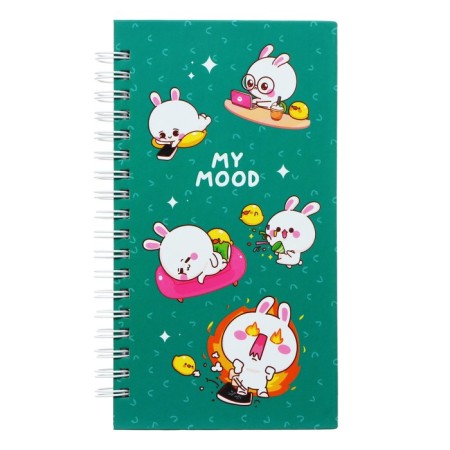 Notebook of 96 A6 sheets on the crest of Meshu "My Cute Day", a solid cover, matte lamination, selective UV-clock