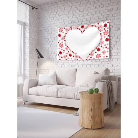 Decorative panel with photo printing "Heart of flowers", horizontal, size 100x150 cm