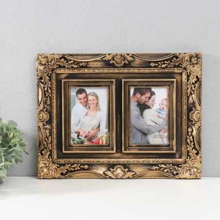 Photo frame plastic in 2 photos 10x15 cm "Emblem Emblem" for bronze 40x30.5 cm