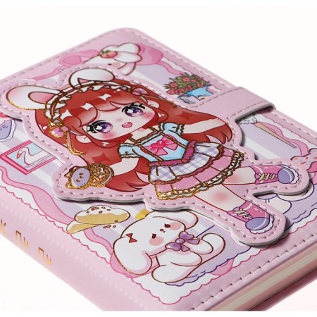 Gift notebook, A6, 100 sheets, color block, with a curly knife, PVC cover, "Anime", mix-6