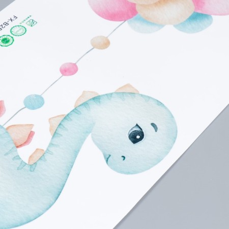 Sticker Plastic Interior color "Blue dinosaur with balloons" 30x60 cm-2
