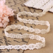 Knitted lace, 12 mm × 15 ± 1 m, beige color