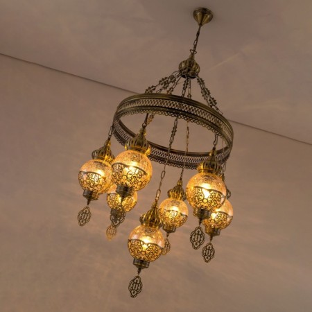 Suspended chandelier Citilux "Cairo" CL419163, 56x56x100 cm, 7x75W, e27, brown color-17
