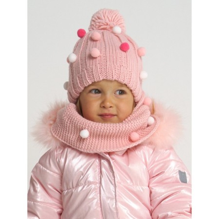 Children's knitted set for girls: hat and snood, size 46-3