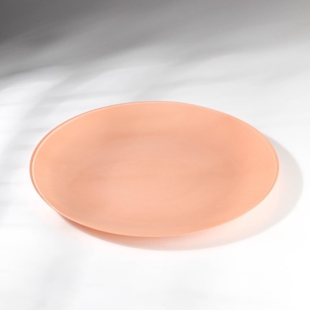 Ivory plate, glass, d = 28 cm, coral color