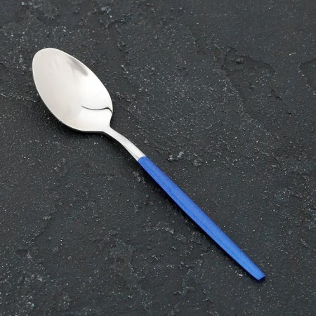 Spoon teaspoon Magistro "Blink", 14.5 cm, on suspension, silver color, blue handle