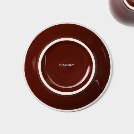 Coffee steam porcelain Magistro Coffee Time, 2 items: a cup 80 ml, a saucer d = 12.5 cm, brown color-6