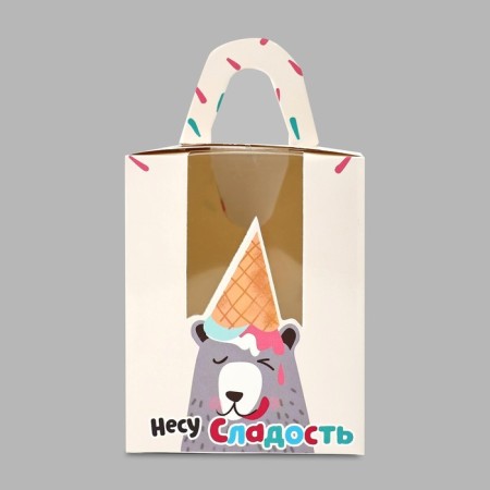 Capcake box, confectionery packaging, 1 cell “I Carry Sweetness”, 9 x 9 x 11 cm-1