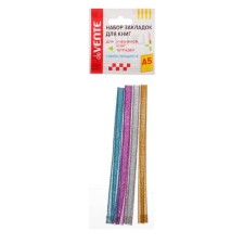 Labels laass with adhesive edge for A5, Devente format. Shine, 6 x 290 mm for books A5, 4 thin ribbons with sparkles, in the package