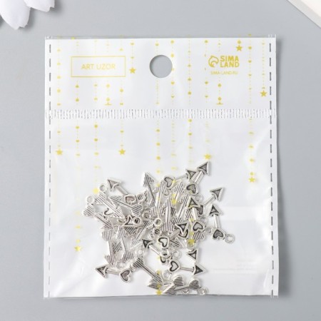 Decor for creativity Metal "Root with heart" silver 0.8x1.5 cm-3