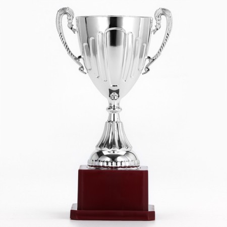 Cup 045, award figure, silver, plastic stand, 20 x 10.6 x 8 cm.-2