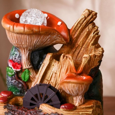 Fountain "Mushrooms on the logs" 12x15x20 cm (with backlight)-1
