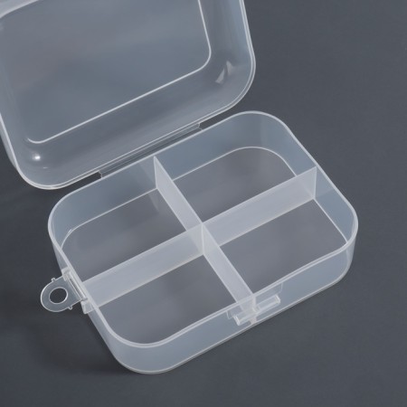 Organizer for storage, with a lid, 4 sections, 12 × 9 × 4.5 cm, the color is transparent-3