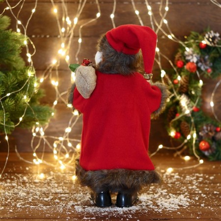 Santa Claus "In a suit with patterned sleeves" moves, with a backlight, 40 cm, red-2
